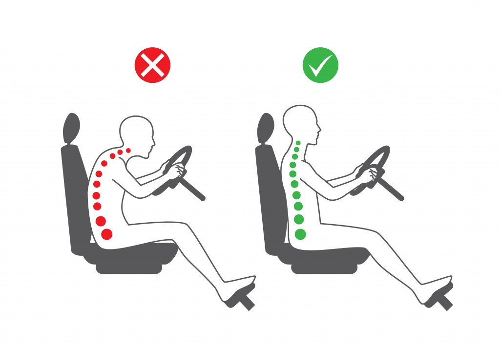 Think about your seated position when driving, and make the appropriate cha...